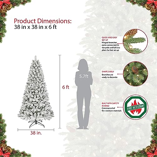 Puleo International 6' Virginia Pine Flocked Artificial Christmas Tree with Stand - Unlit