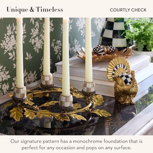 Mini Gold Turkey Figurine - MacKenzie-Childs Resin Fall Decor, Courtly Check