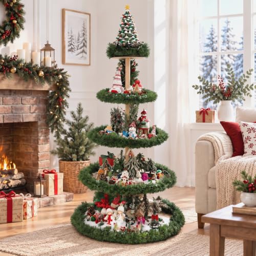Barydat 5 Tier 59-Inch Christmas Tree Bookshelf - Village Display Stand