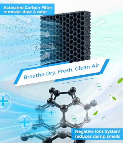 White Large Dehumidifier with Activated Carbon Filter 96oz Capacity for Bedroom
