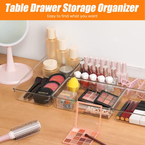 22 Pack Acrylic Drawer Organizer Bins Set - Non-Slip Storage Trays for Kitchen, Bathroom, Office & Cosmetics