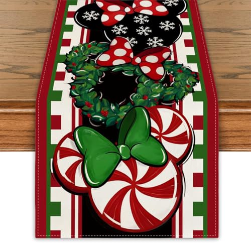 Yarcooly 13×60 Inch Christmas Table Runner Red-Black – New Year Xmas Decor