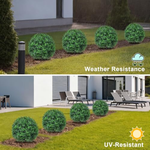 4Pcs Artificial Boxwood Topiary Ball Trees,Faux Shrubs