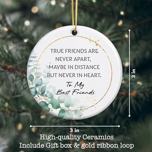 True Friends Christmas Ornament, Long Distance Friendship Ceramic