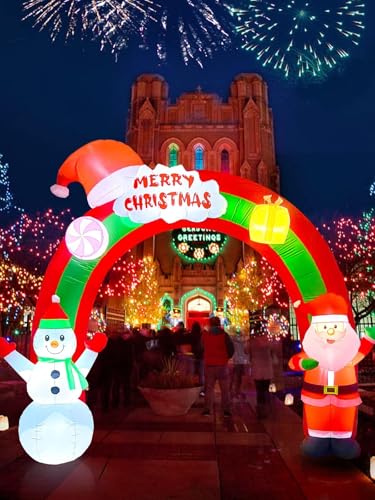 EBANKU 10 ft Christmas Inflatable Archway Santa & Snowman - Outdoor Decor (Archway Variation)