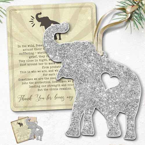Pawzity Thank You Gifts for Women, Sister, Best Friends - Elephant Ornaments - Elephant Gifts for Women - Sisterhood, Friendship Ornament - Friends Gift for Christmas - Acrylic Ornament & Card