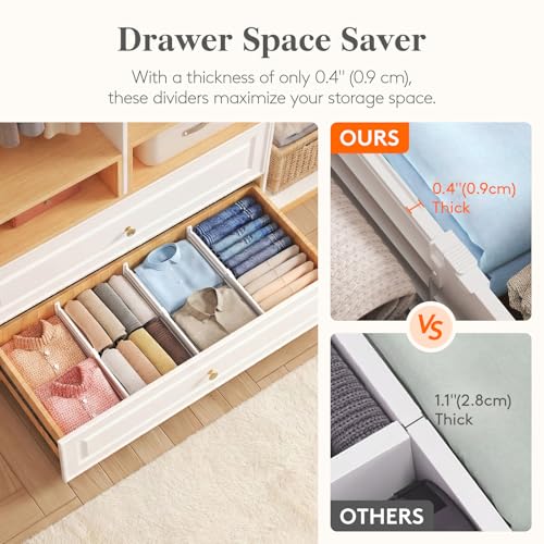 Lifewit 6-Inch Tall Adjustable Drawer Dividers - Deep Closet Organizer, 9 Pack, 11.5-18.5 Inch