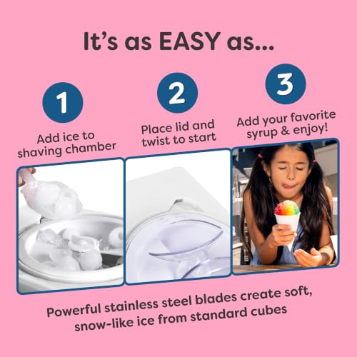 Nostalgia Snow Cone Shaved Ice Machine - White Retro Tabletop Slushie Maker with 2 Cups & Scoop