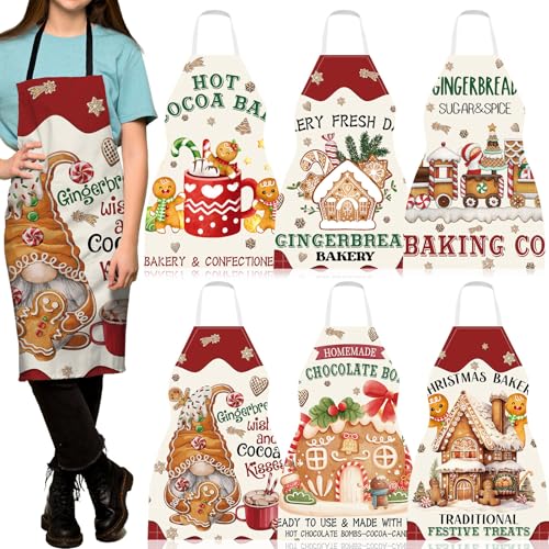 6 Pcs Christmas Apron Kitchen Decorations Costume for Cooking