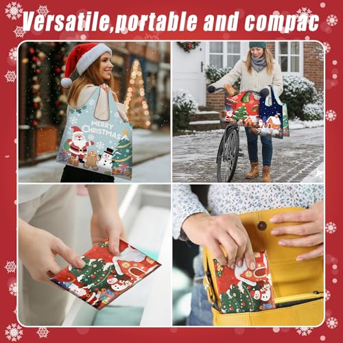 SilTriangle 6-Pack Christmas Reusable Extra Large Grocery Bags Tote