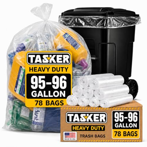 Heavy Duty 95-96 Gallon Clear Trash Bags MegaPack - Extra Large Garbage Liners