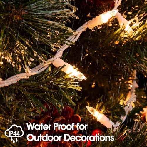 Christmas Lights,100 Count Warm White Lights with White Wire,21ft UL Certified Tree String Lights for Indoor Outdoor Christmas Decoration,Home Garden,Party Decorations