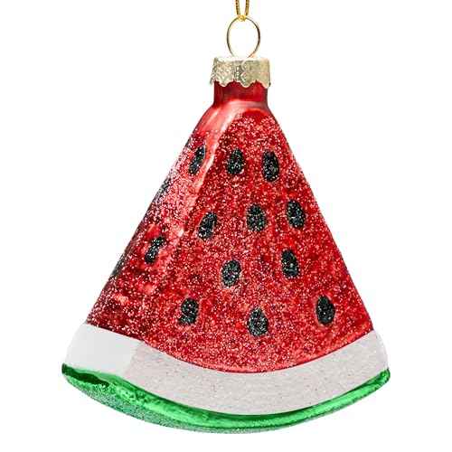 Joiedomi Watermelon Mini Christmas Ornaments, Small Fruit Blown Glass Ornament for Christmas Tree Hanging Outdoor Decorations Indoor, Xmas Party Favors Supplies Cute Winter Presents