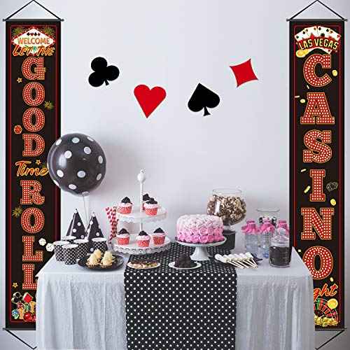 Blulu Casino Night Party Decorations Las Vegas Party Banner Poker Night Decorations Welcome Porch Sign for Game Travel Holiday Carnival Jungle Background Backdrop