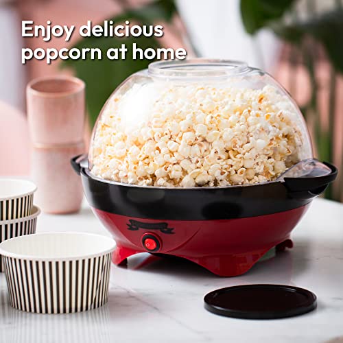 Gadgy Popcorn Machine Red with Lid & Stirrer - Perfect for Parties & Movie Nights