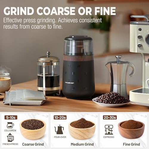 Electric Coffee Grinder with One-Touch Operation and Removable Stainless Steel Bowl