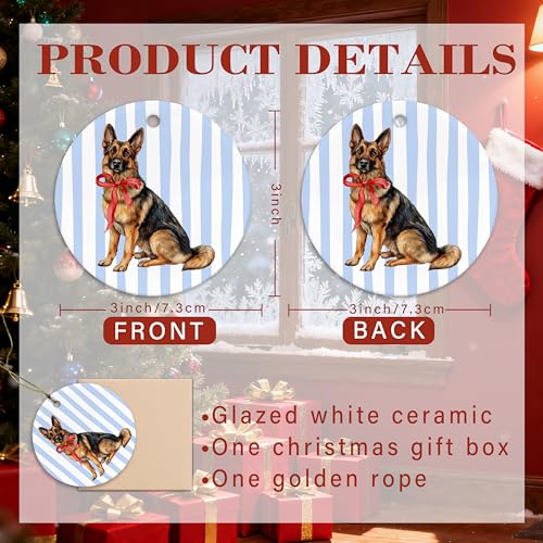 German Shepherd Christmas Ornament - White-Dog Ceramic Ornament 02 by MKIJUHB