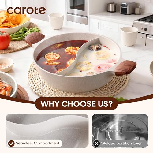 Carote 4.5QT Non-Stick Stockpot with Divider - White Granite, Suitable for All Stoves