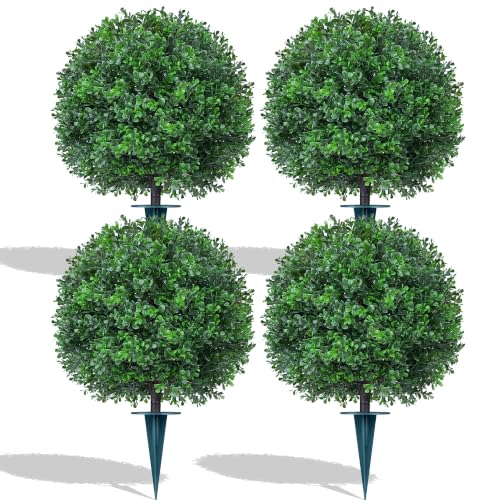 4Pcs Artificial Boxwood Topiary Ball Trees,Faux Shrubs