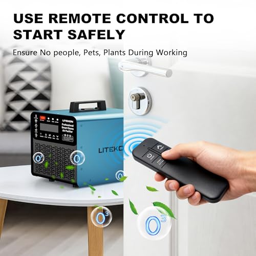 Cordless Ozone Generator with Dual 5000mAh Batteries & Remote, Large Space Odor Remover
