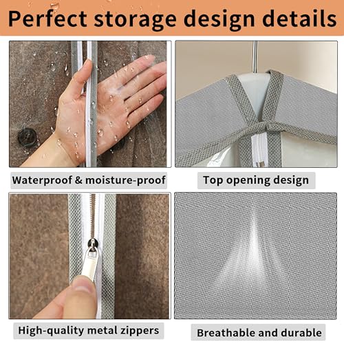 3 Pcs Breathable Garment Bags 40 & 50 Inches Dust Cover Dress Storage