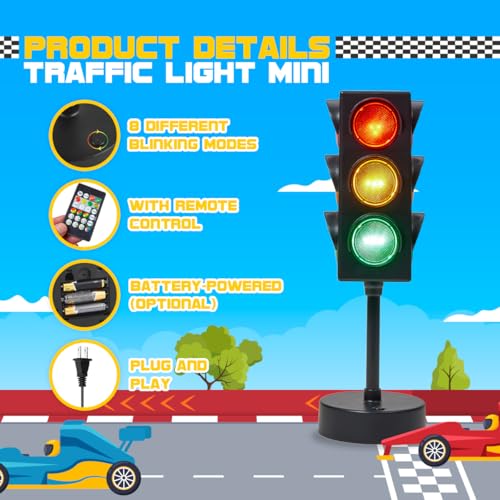 Traffic Light Lamp 11 Inch with Remote Control, 3 Color Changing Modes