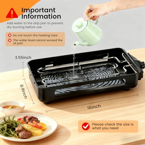 Black 1700W 2-in-1 Smokeless Indoor Grill & Griddle for Kitchen