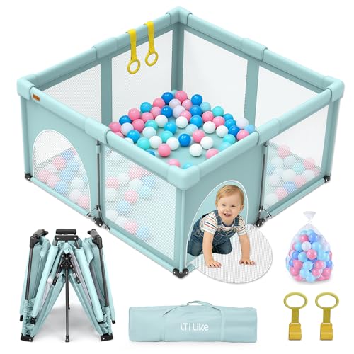 Light Green 50x50 Baby Playpen - Foldable Portable Indoor Outdoor Play Yard