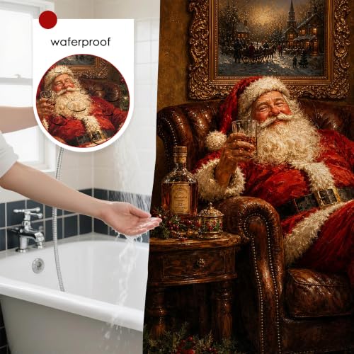 Mocsicka Santa Christmas Shower Curtain 71x71in, Multi Color (70.8W x 70.8L)