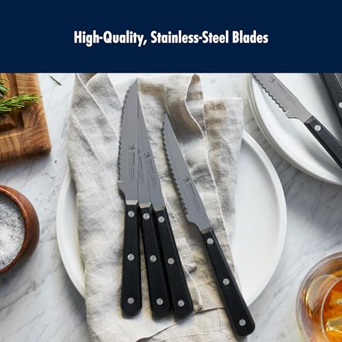 Henckels 8-Piece Razor-Sharp Steak Knife Set with Black Handles, 4.5 Inch
