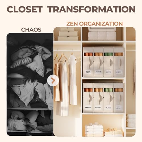 ZenStorage Off-White Cotton Linen Sheet Organizer 8-Pack - Closet Storage