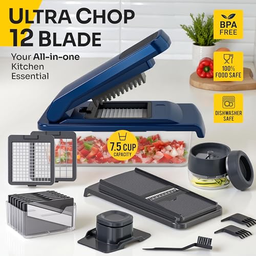 JANSKA UltraChop All-In-1 Vegetable Chopper Blue & Gray - Multi-Functional Kitchen Food Prep