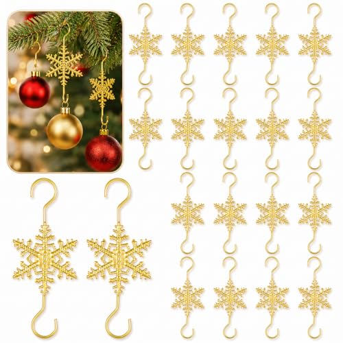 20 PCS Christmas Ornament Hooks, Gold Hooks for Trees