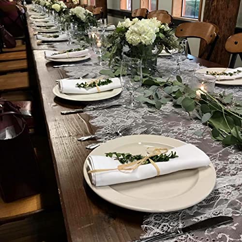 10 Pcs White Lace Table Runner 14x120 Inch Embroidered Boho Wedding Party Decor