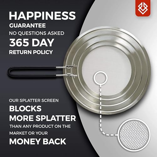 FOXEL Silver 11.75 Inch Dishwasher-Safe Splatter Screen for Frying Pans