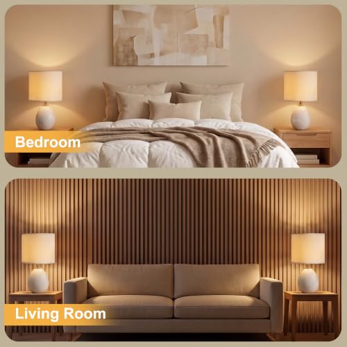 Dawnwake Cream 17.7" Ceramic Table Lamps Set of 2 for Living Room & Bedroom
