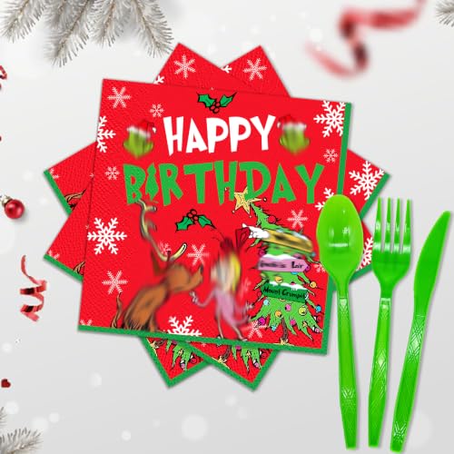 Christmas Birthday Party Decorations Set with Banner, Balloons, Tableware & Foil Curtains