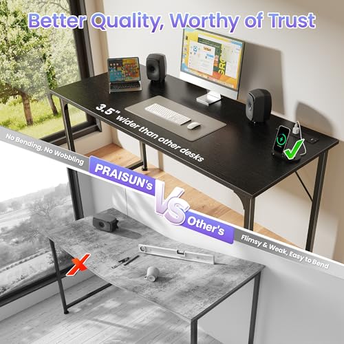 55 Inch Computer Desk with Built-in Power Outlets and USB-C - Black, Variant 55inch / Black