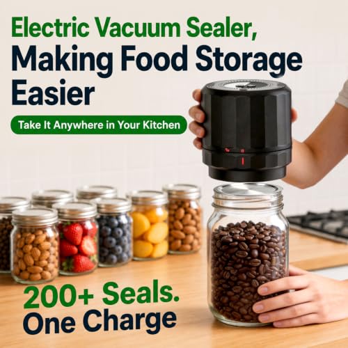 UNERVER Black Mason Jar Vacuum Sealer Kit for Wide & Regular Mouth Lids