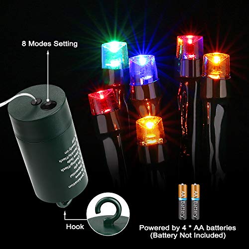 Lyhope 72ft Battery-Operated String Lights 200 LED Multicolor, 8 Modes, Indoor/Outdoor Waterproof
