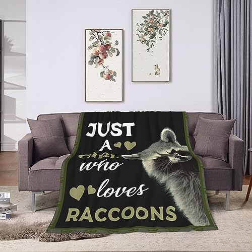 Raccoon Blanket Raccoon Plush Throw Blanket Super Soft Cozy Warm Fleece Just A Girl Who Loves Raccoon Animal Bedding Blanket Gifts for Kids Girls Boys Women 40"X50"