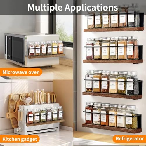 Magnetic Spice Rack with 24 Jars, 216 Labels, 1 Steel Funnel for