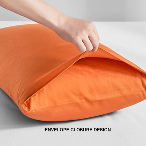 FLXXIE Pillow Cases - Soft Microfiber Queen Pillow Covers | Wrinkle Resistant, 2-Piece Set, 20x30, Orange