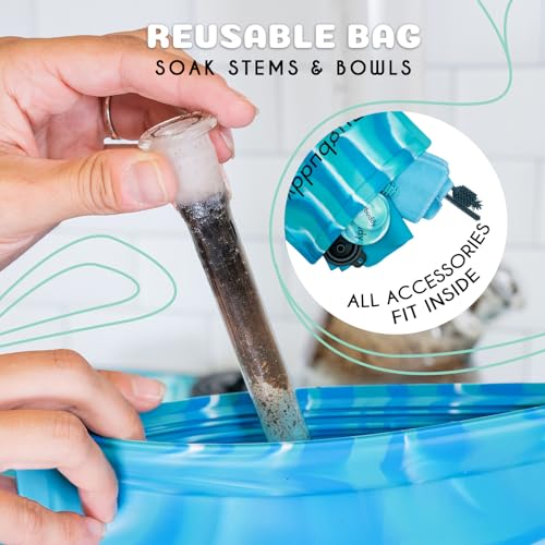 Nugbuddy Glass Cleaning Kit Blue Green Reusable Silicone Accessories Complete Set