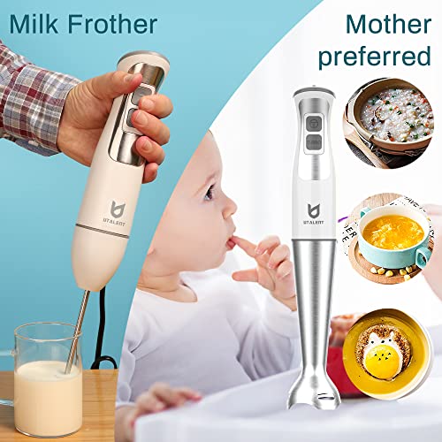 UTALENT 3-in-1 Hand Blender with Milk Frother & Egg Whisk - Immersion Food Mixer