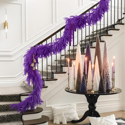 N&T Nieting 9ft Real-Touch Purple Norfolk Pine Christmas Garland for Indoor/Outdoor