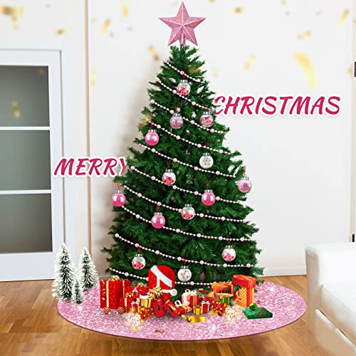 Harrycle 33 Pcs Pink Christmas Decor Set with 36in Sequin Tree Skirt & Star Topper
