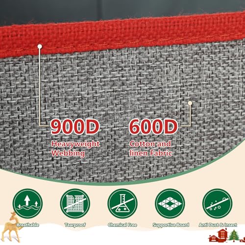 UHAPEER Christmas Ornament Storage Box Grey+Red Holds Up to 64 Balls