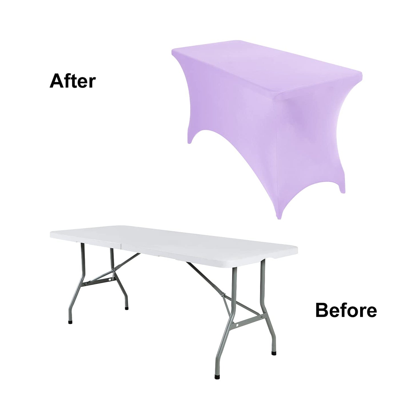 eccwai 2Pack Spandex Waterproof Table Covers 4ft，Spandex 4ft Waterproof Table Cover for Party,Wedding, Banquet, and Events(Lavender)