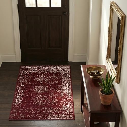 Vintage French-Inspired Area Rug - Sofia Collection, Burgundy & Gray, 2'2" x 3'1" Rectangle